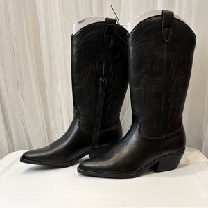 Time and Tru Black Heeled Cowboy Boots